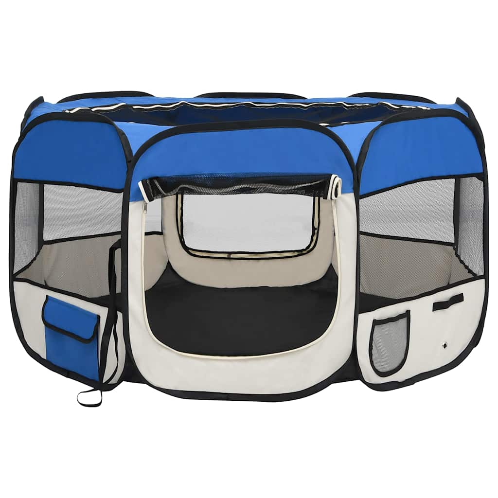 Vidaxl hondenren inklapbaar met draagtas 110x110x58 cm blauw
