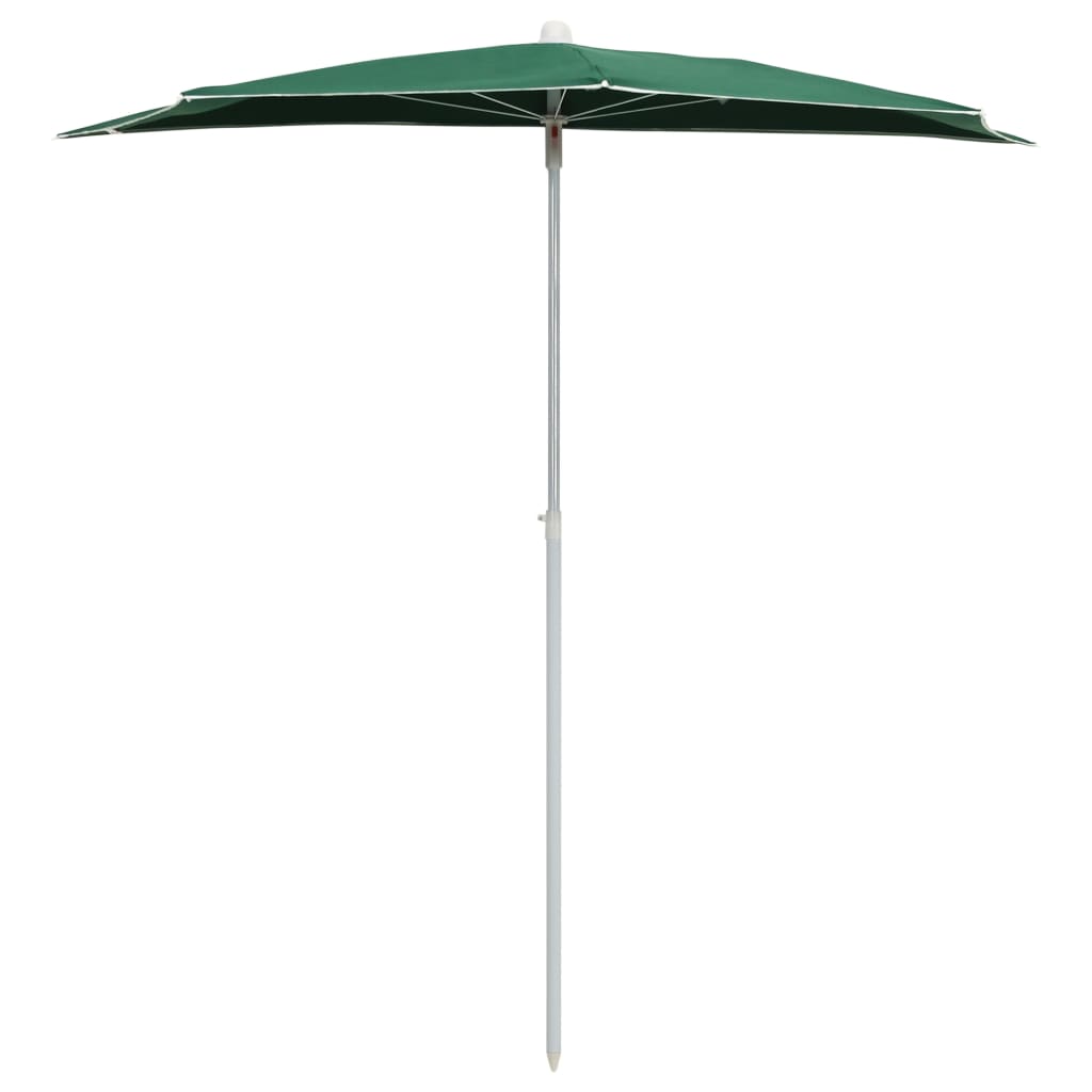 Vidaxl Parasol metà con polo 180x90 cm verde