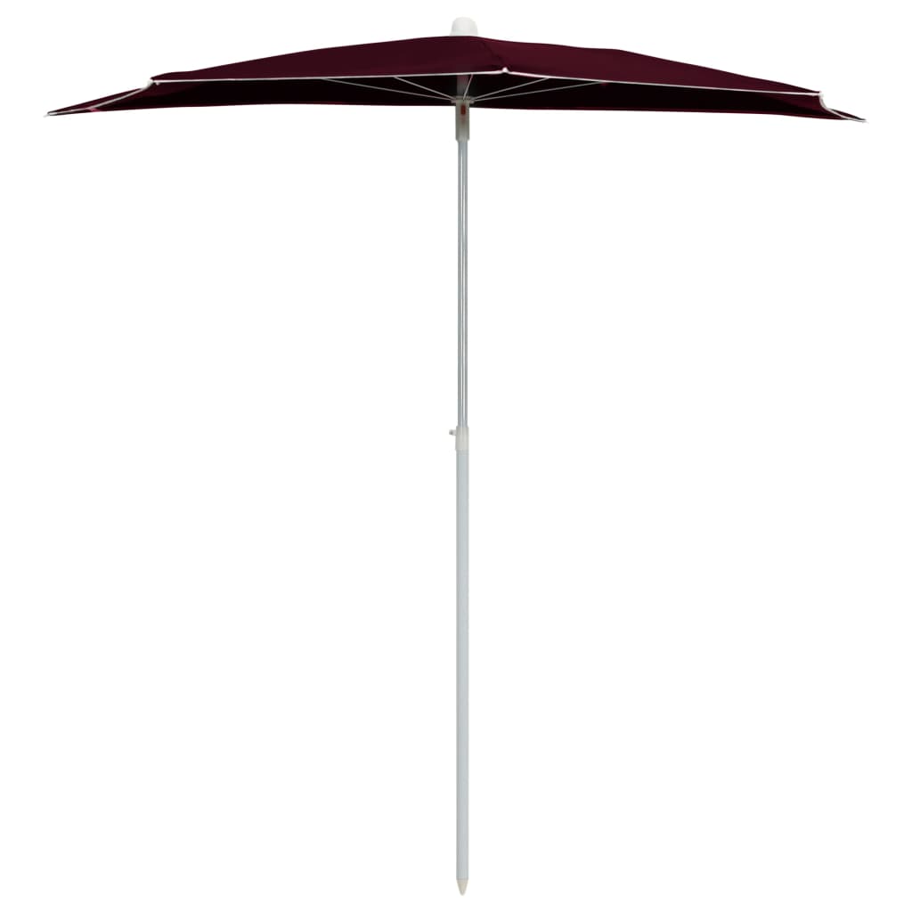 Vidaxl Parasol Half con poste 180x90 cm Burdeos rojo