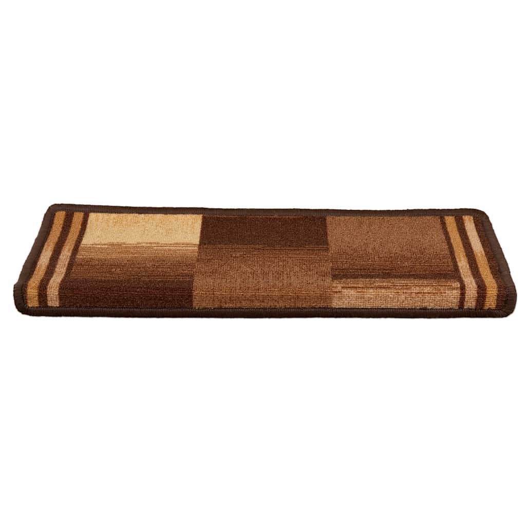 VidaXL tappetini per scale autoadesivi 15 pezzi 65x21x4 cm marrone