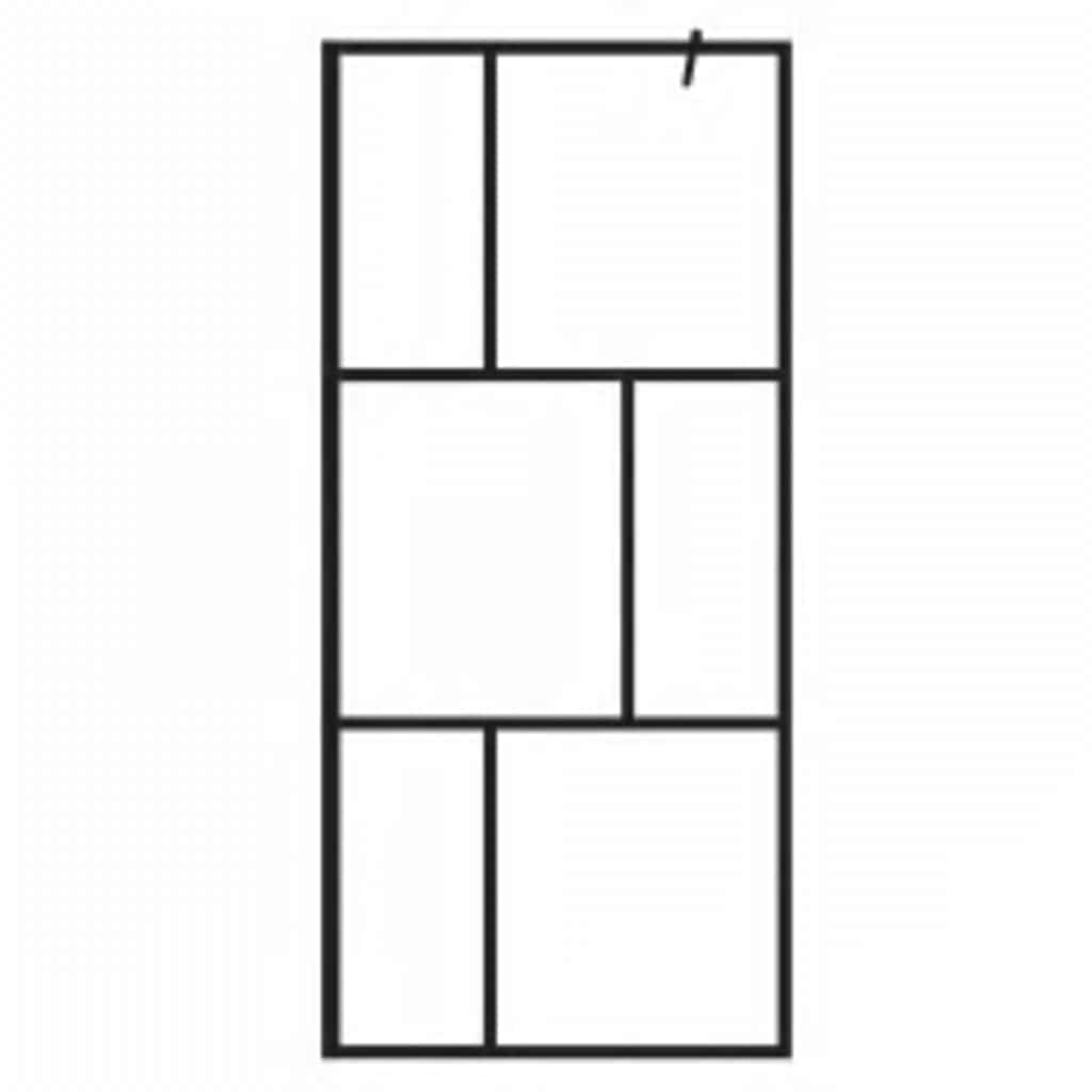 Vidaxl Walk -en la pared de la ducha 90x195 cm de vidrio endurecido negro