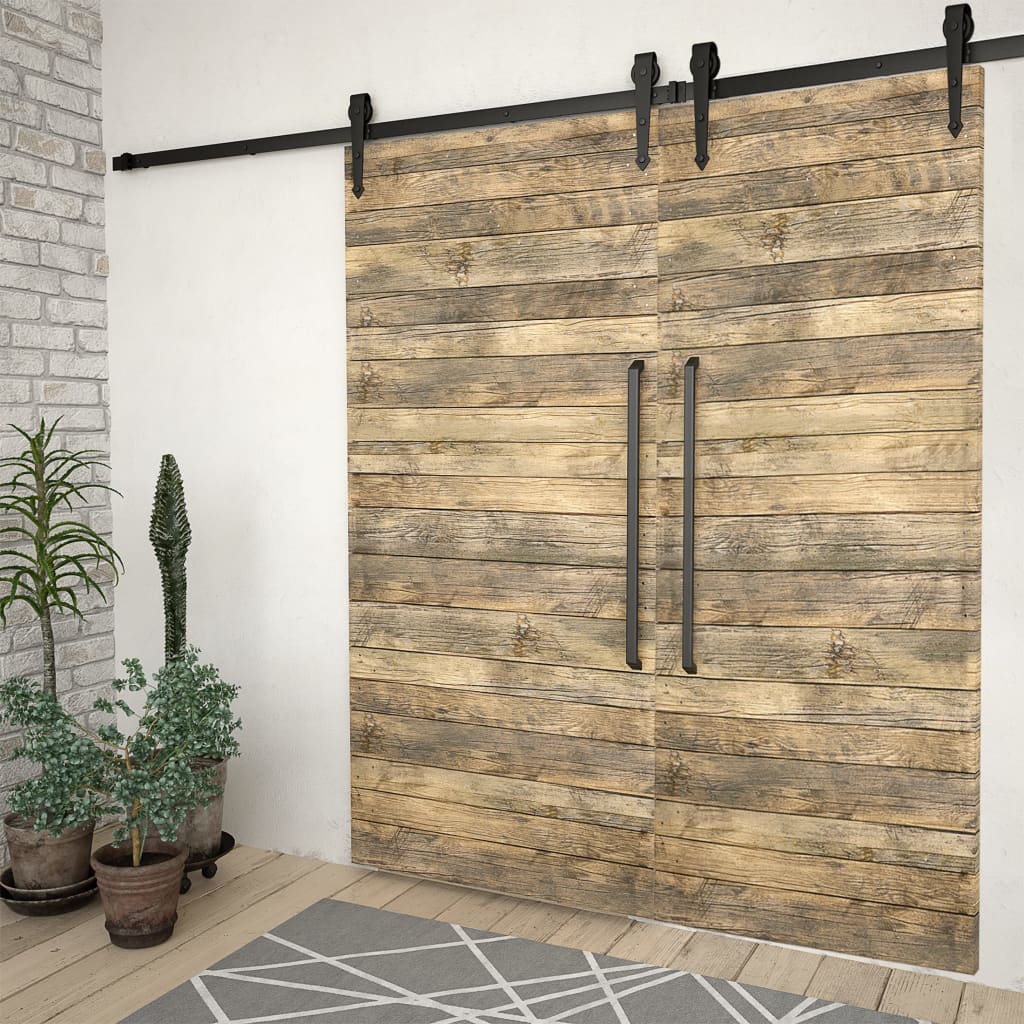 Conjuntos de hardware de Vidaxl para puertas correderas de 2 st 200 cm de acero negro