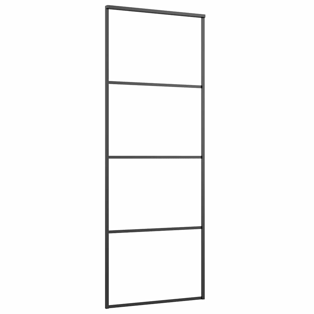 Vidaxl schuifdeur 76x205 cm aluminium en esg-glas zwart