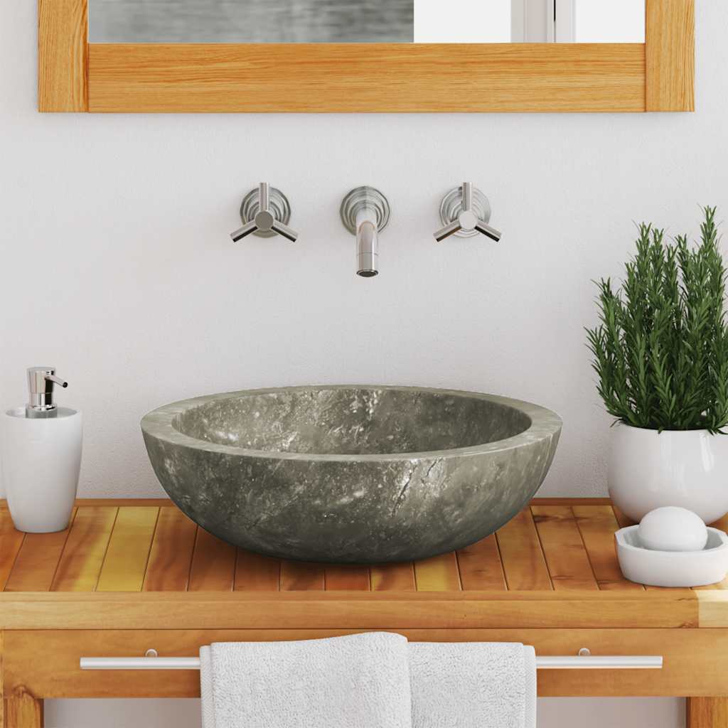 Vidaxl Sink Ø40x12 cm Marble grigio