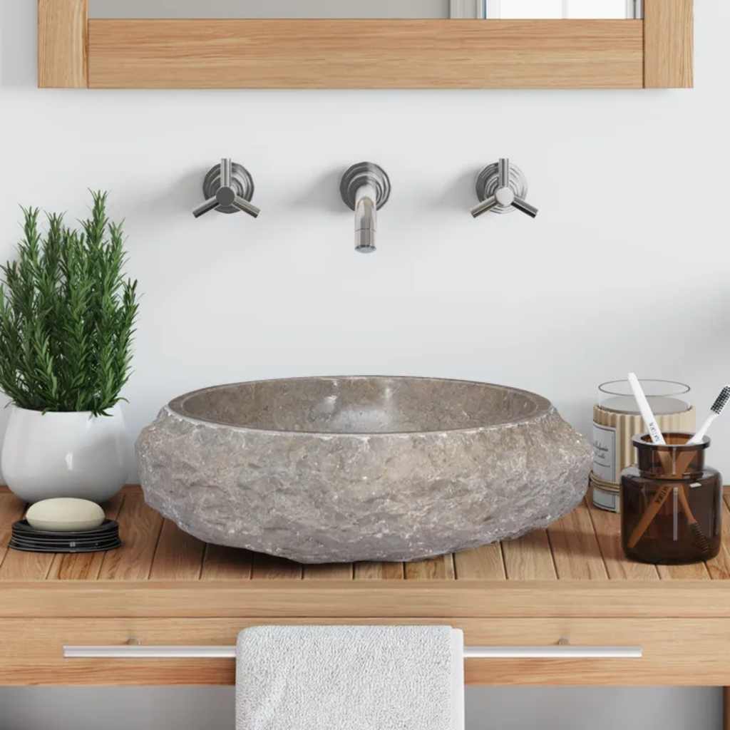 Vidaxl Sink Ø40x12 cm Marble grigio