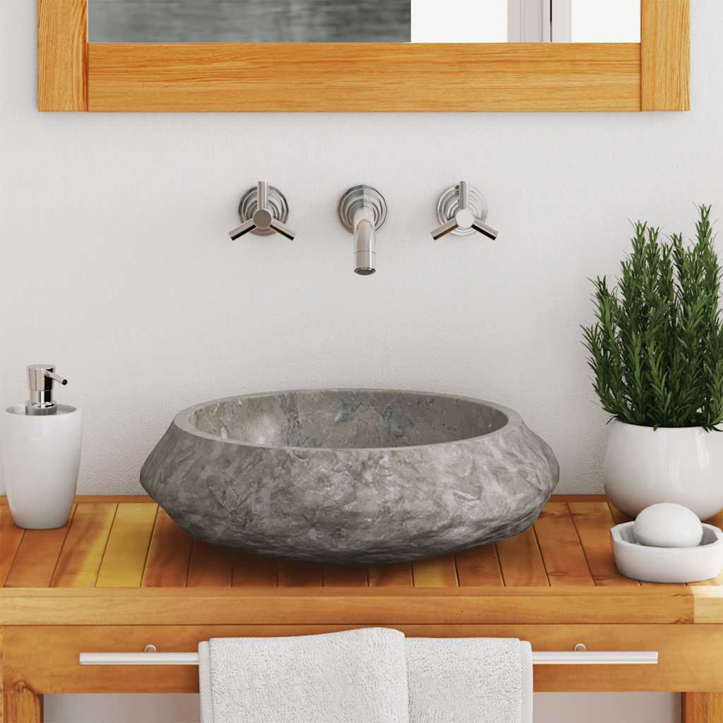 Vidaxl fregadero Ø40x12 cm de mármol gris