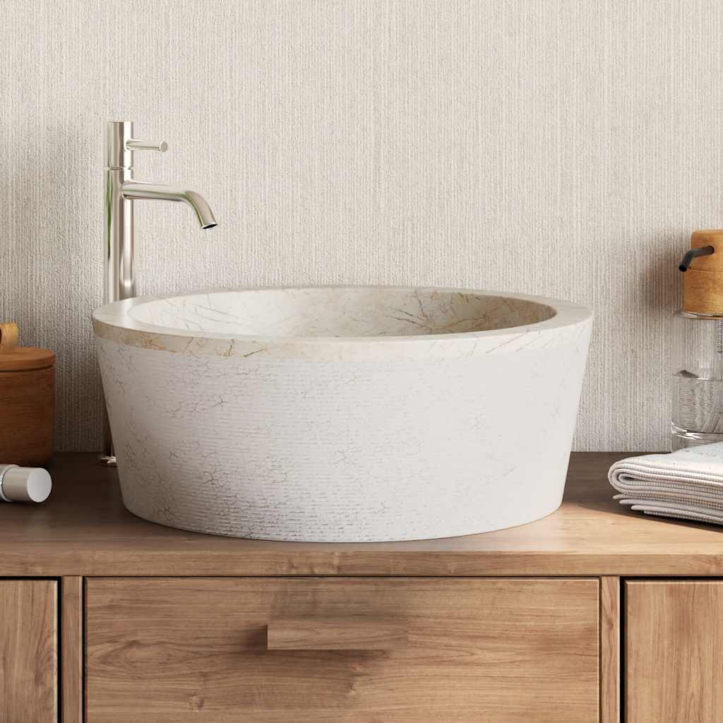 Vidaxl Sink Ø40x15 cm Crema di marmo colorato