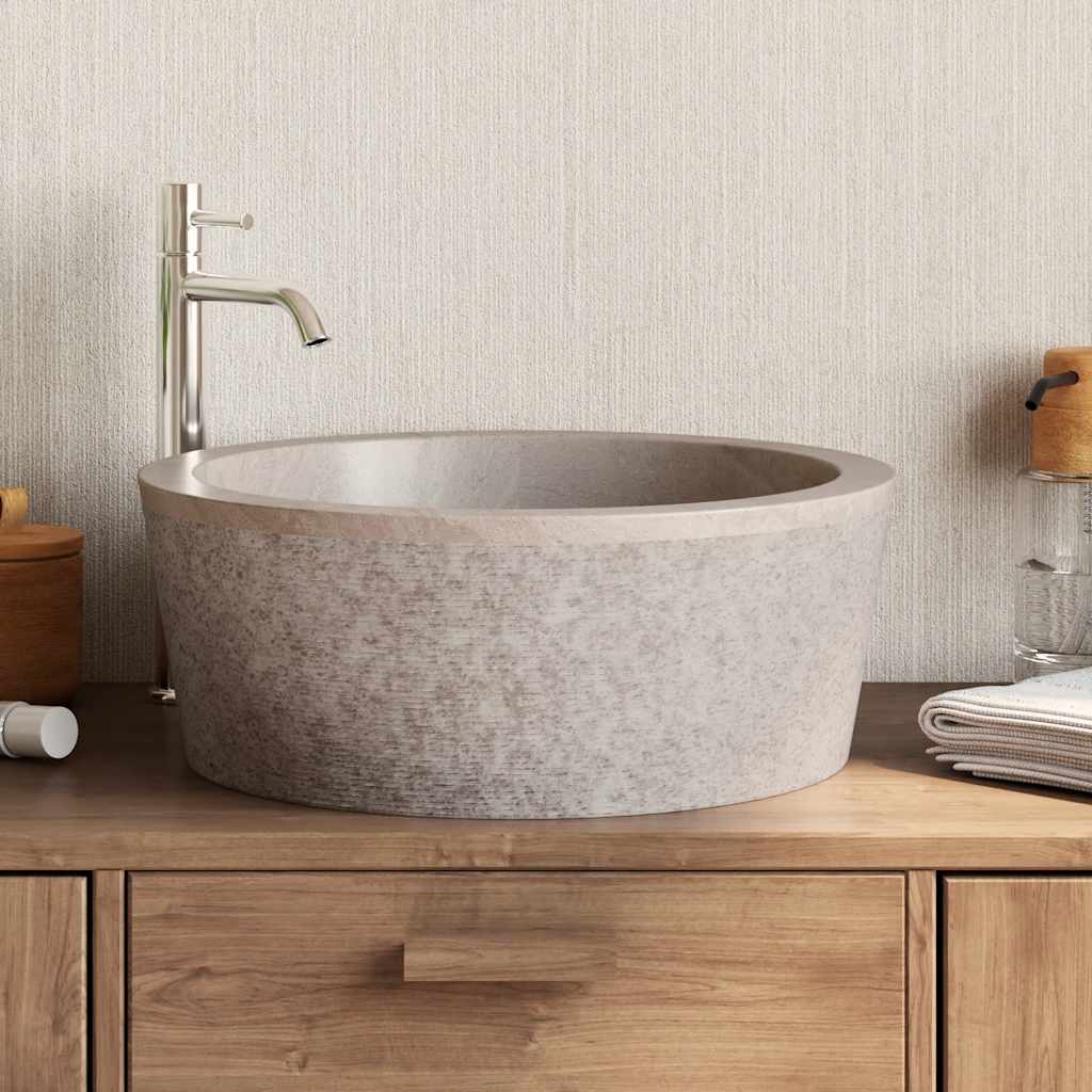 Vidaxl Sink Ø40x15 cm Marble grigio