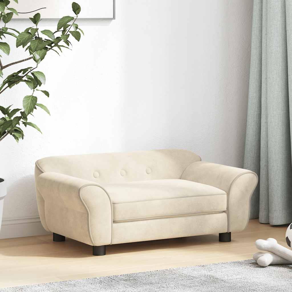 Vidaxl hondenbank 72x45x30 cm pluche crèmekleurig