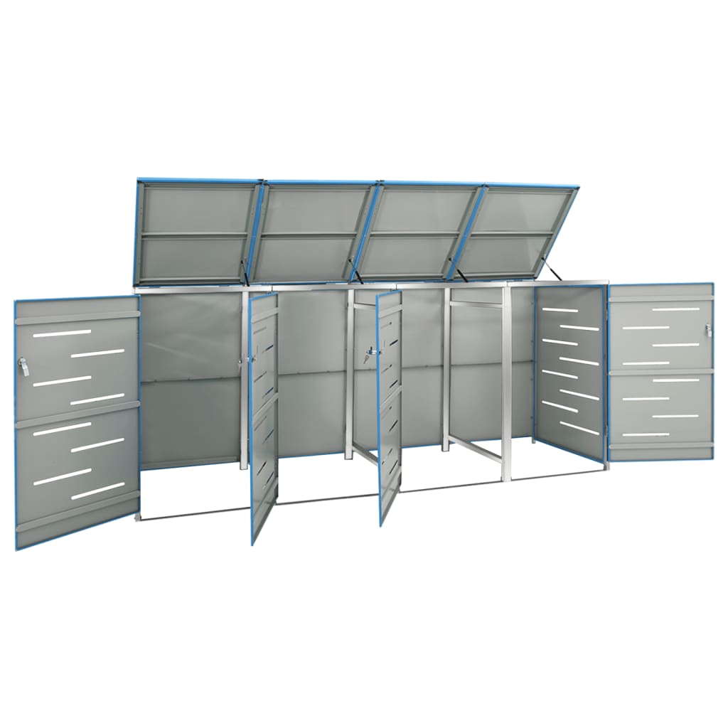 Almacenamiento de contenedores de Vidaxl cuatro double 276.5x77.5x112.5 cm de acero inoxidable