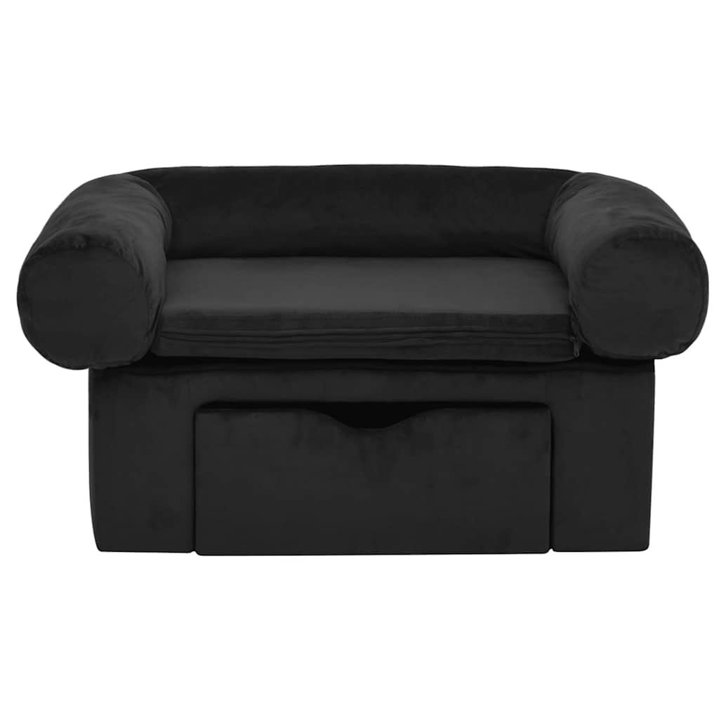 Vidaxl Dog Bank con cassetto 75x50x38 cm peluche nero