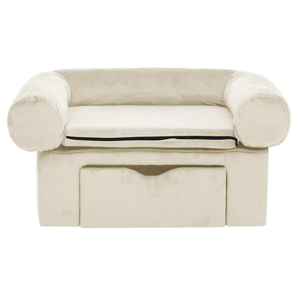 Banco de perros Vidaxl con cajón 75x50x38 cm de crema de felpa -Coleed