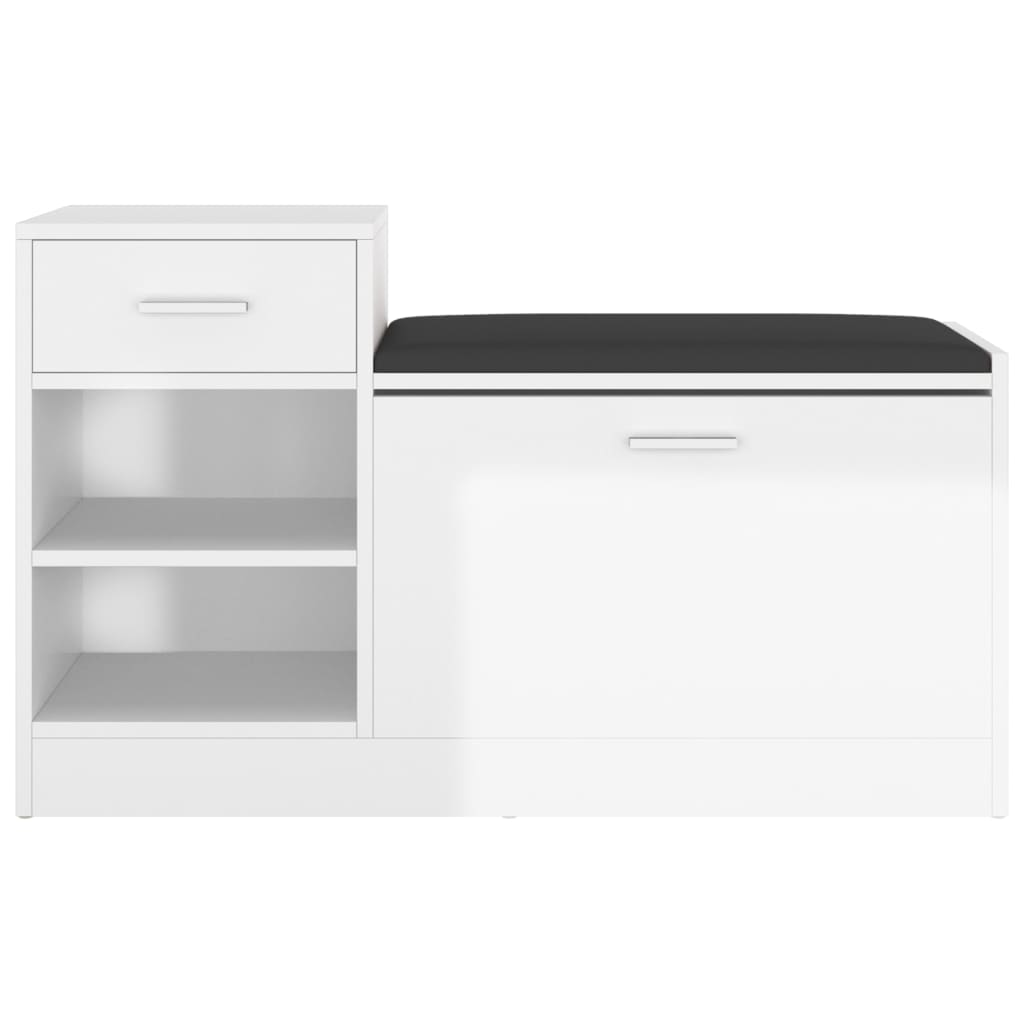 Vidaxl Shoes Bank 94.5x31x57 cm de madera procesada de alto brillo blanco