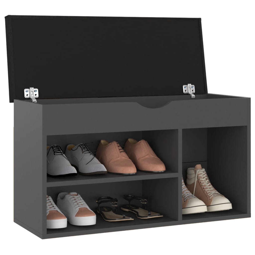 Sofá de zapatos Vidaxl con cojín 80x30x47 cm de madera procesada gris
