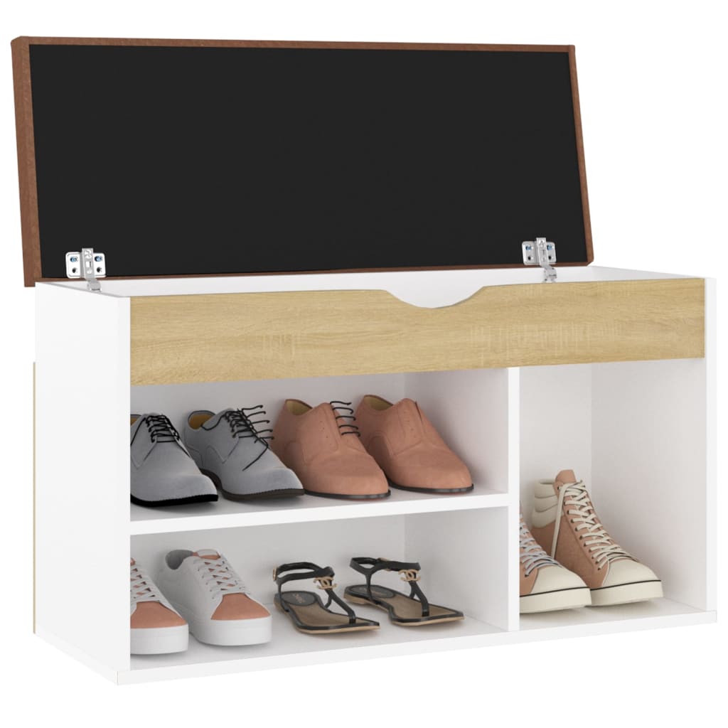 Banco de zapatos Vidaxl con cojín 80x30x47 cm de madera blanca oak