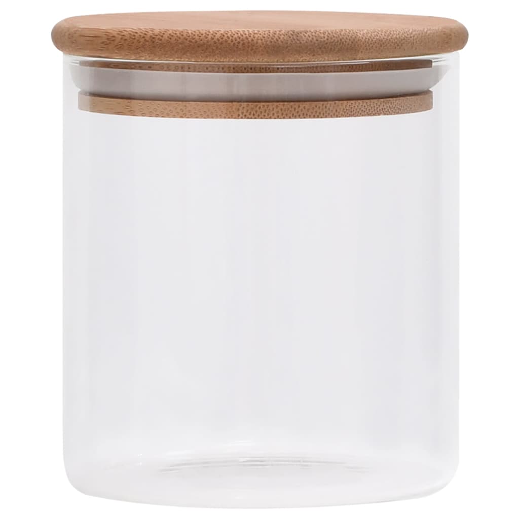 VIDAXL POTS POCEGGIO con coperchio di bambù 6 ST 600 ml di vetro