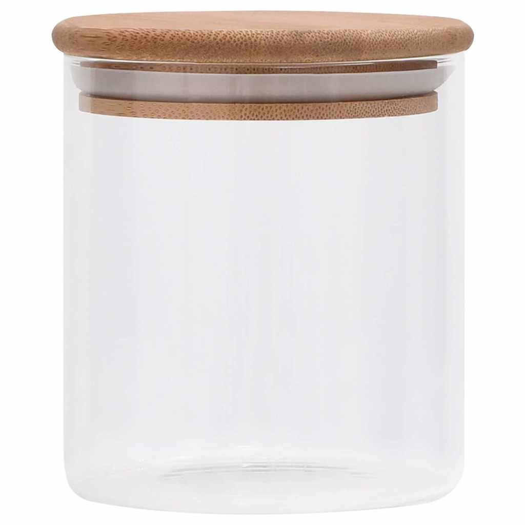 Ollas de almacenamiento de Vidaxl con tapa de bambú 10 piezas 600 ml de vidrio