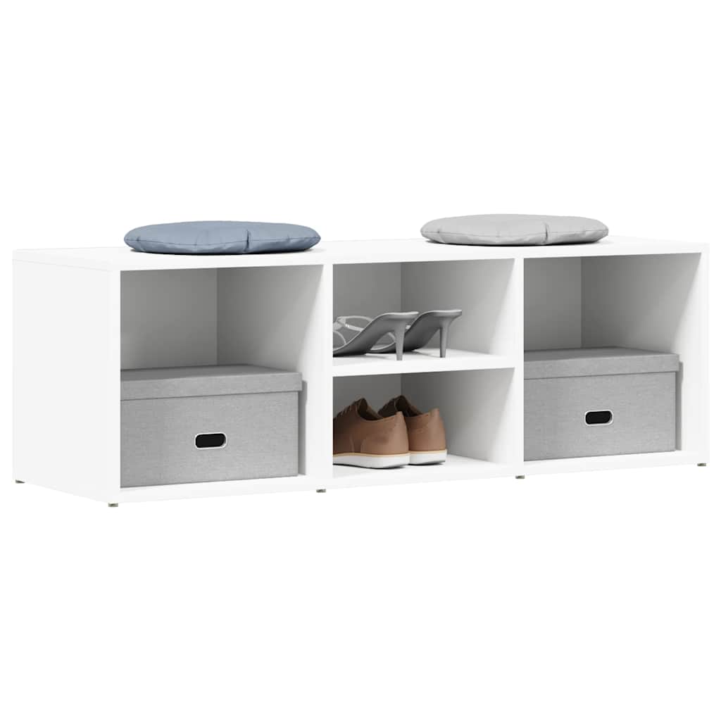 Sofá de almacenamiento de zapatos Vidaxl 105x35x35 cm de madera procesada blanca