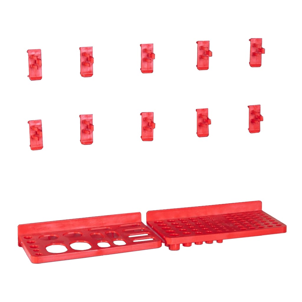 Vidaxl de almacenamiento de 71 partes con paneles de pared rojo y negro