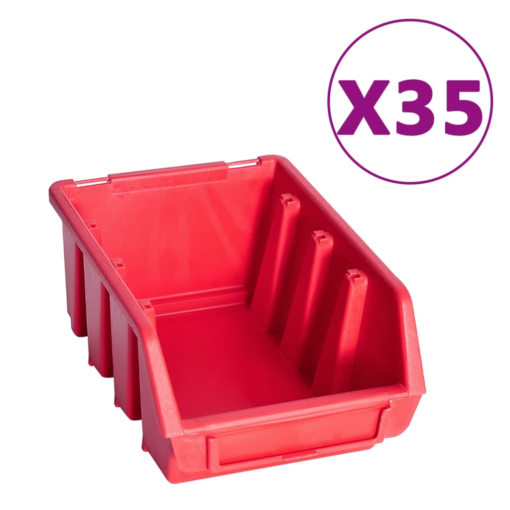 Vidaxl Set di archiviazione da 141 parti con pannelli a parete rosso e nero