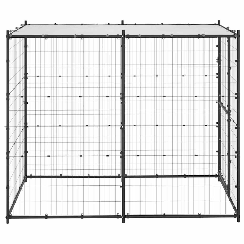 Perrera de perros Vidaxl para el exterior con techo de acero de 110x220x180 cm