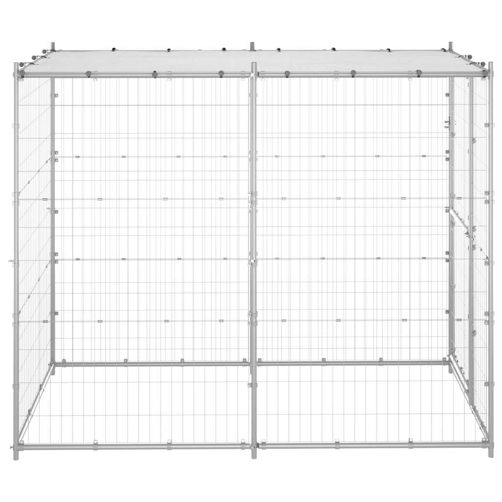 Perrera de perros Vidaxl afuera con techo 110x220x180 cm de acero galvanizado