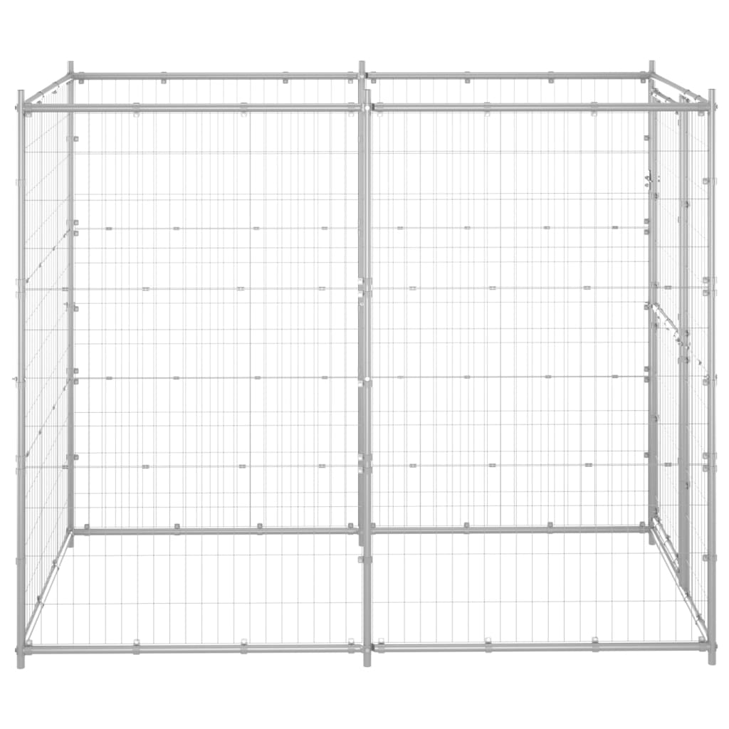Perrera de perros de Vidaxl para acero galvanizado afuera de 110x220x180 cm
