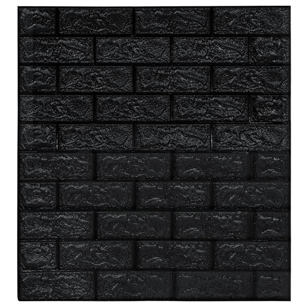 Vidaxl 3D Wallpaper autoadesivo 10 St Brick Black