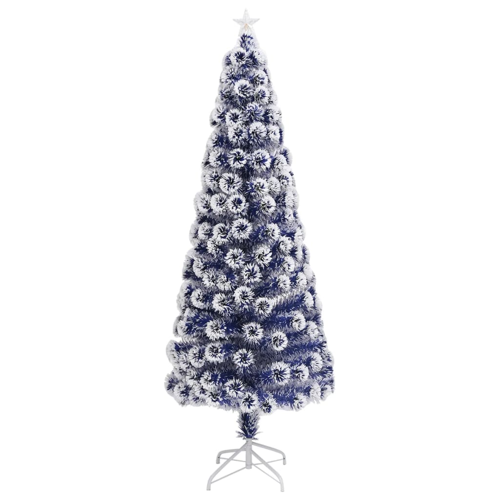Vidaxl Kunstkerstboom con iluminación de 240 cm de fibra óptica blanca y azul