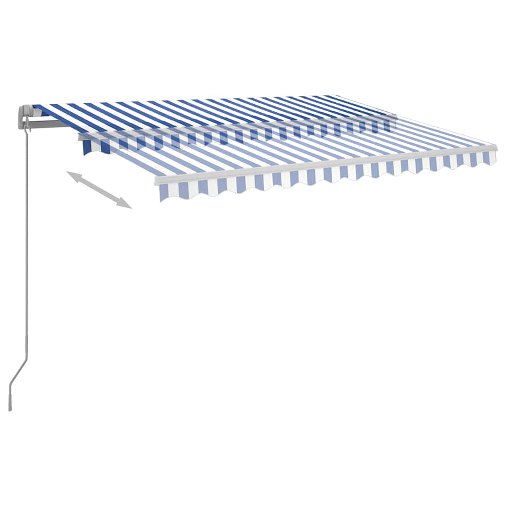 Vidaxl Luifel se puede extender manualmente con LED 300x250 cm azul y blanco