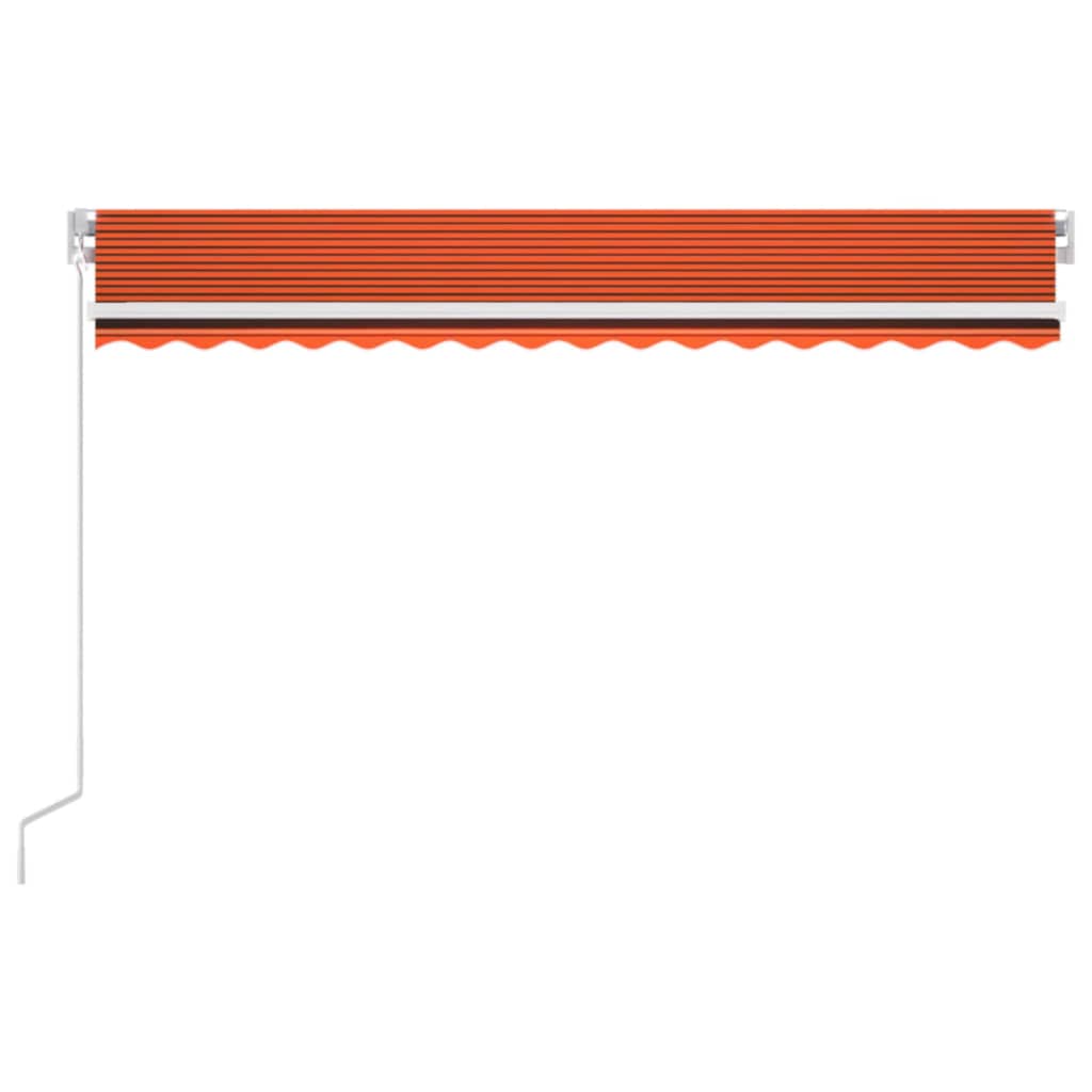 Vidaxl Luifel estendibile manualmente con arancione 400x300 cm a LED e marrone