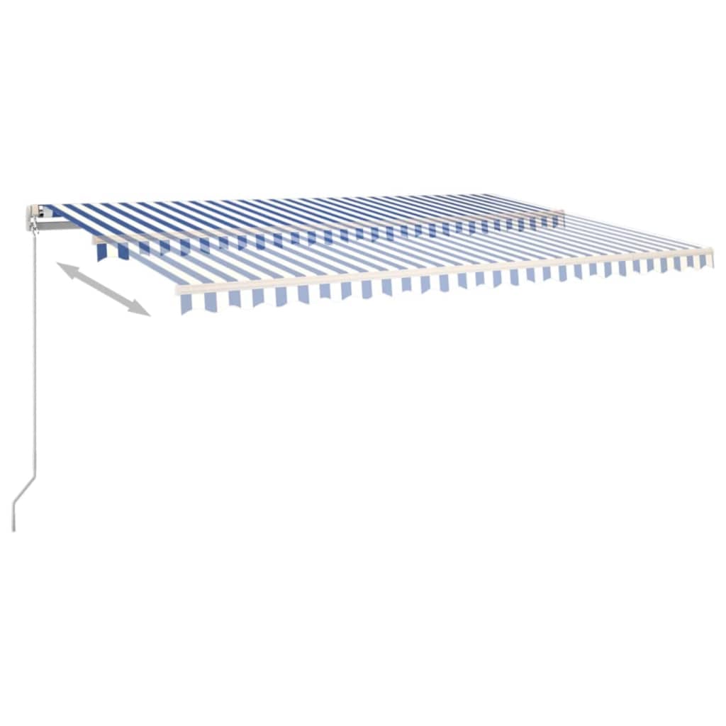 Vidaxl Luifel estende manualmente 500x350 cm blu e bianco
