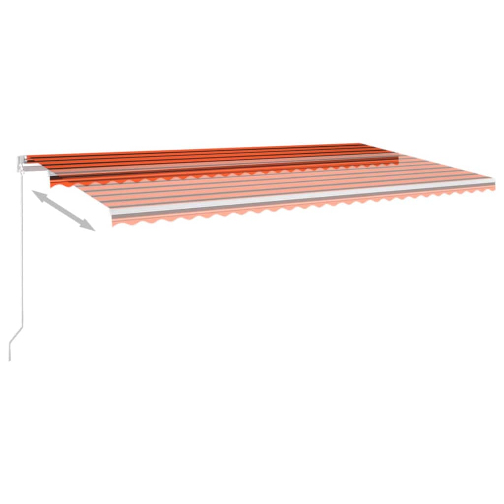 Vidaxl Luifel estendibile manualmente con arancione LED 600x350 cm e marrone