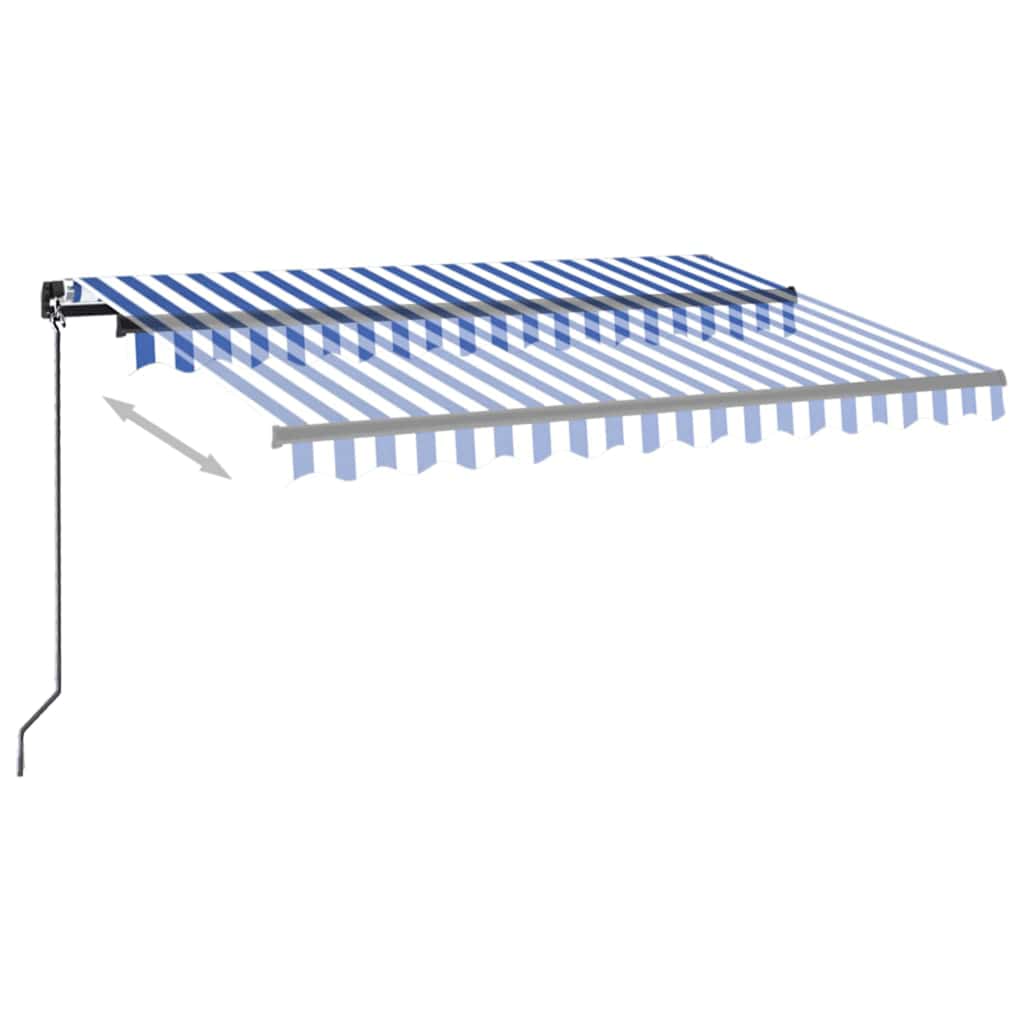 Vidaxl Luifel estendibile manualmente con LED 350x250 cm blu e bianco