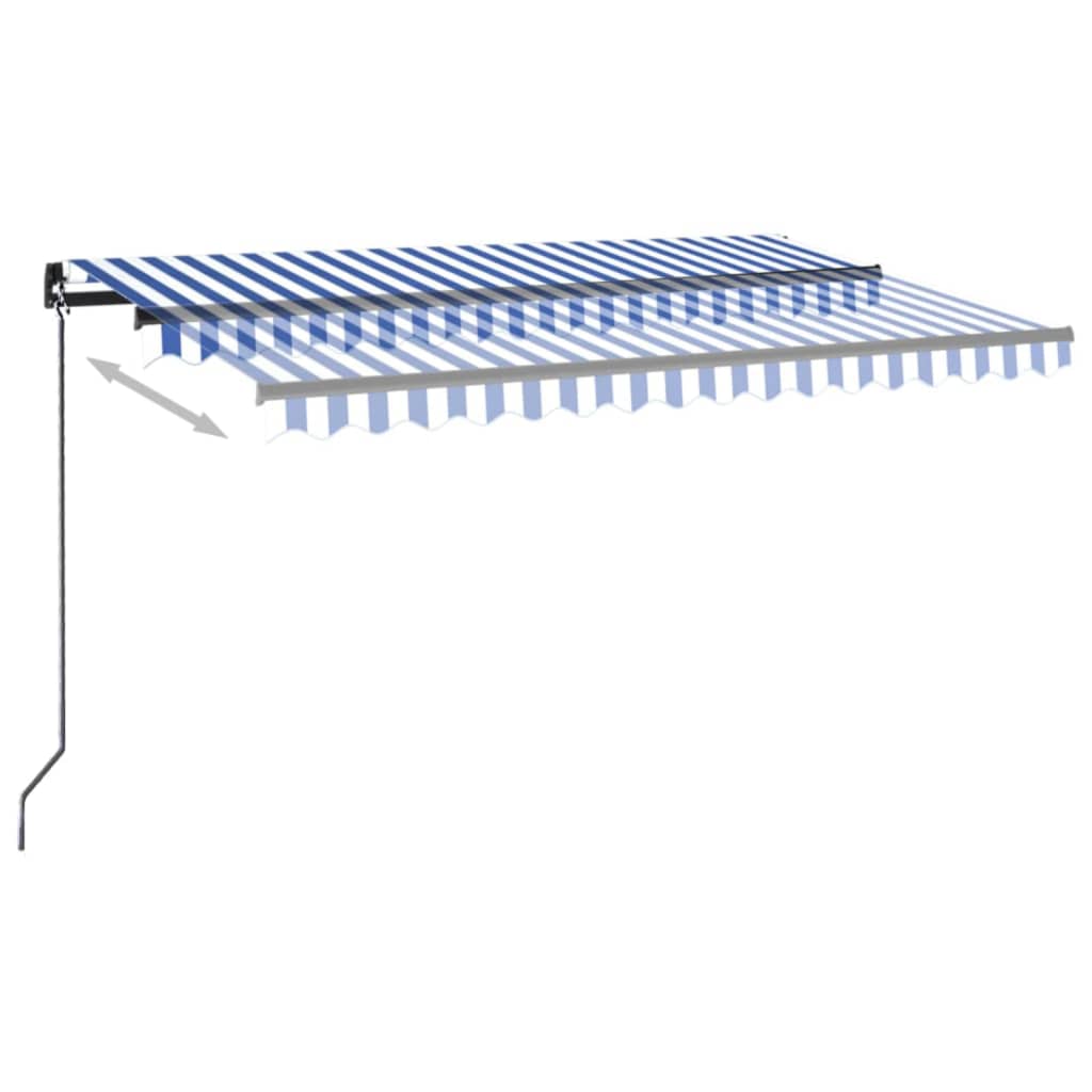 Vidaxl Luifel estendibile manualmente con LED 400x300 cm blu e bianco
