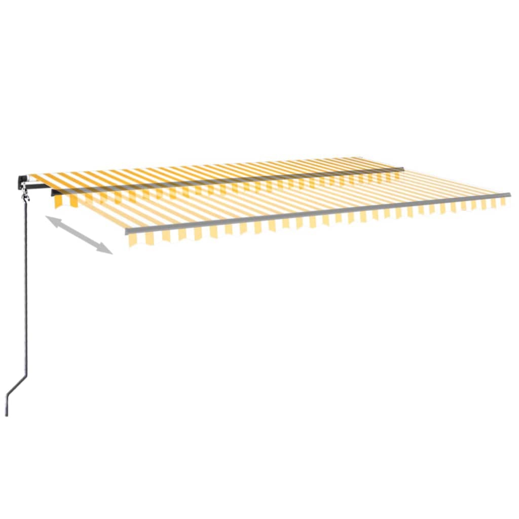 Vidaxl Luifel se extiende manualmente 500x350 cm de amarillo y blanco