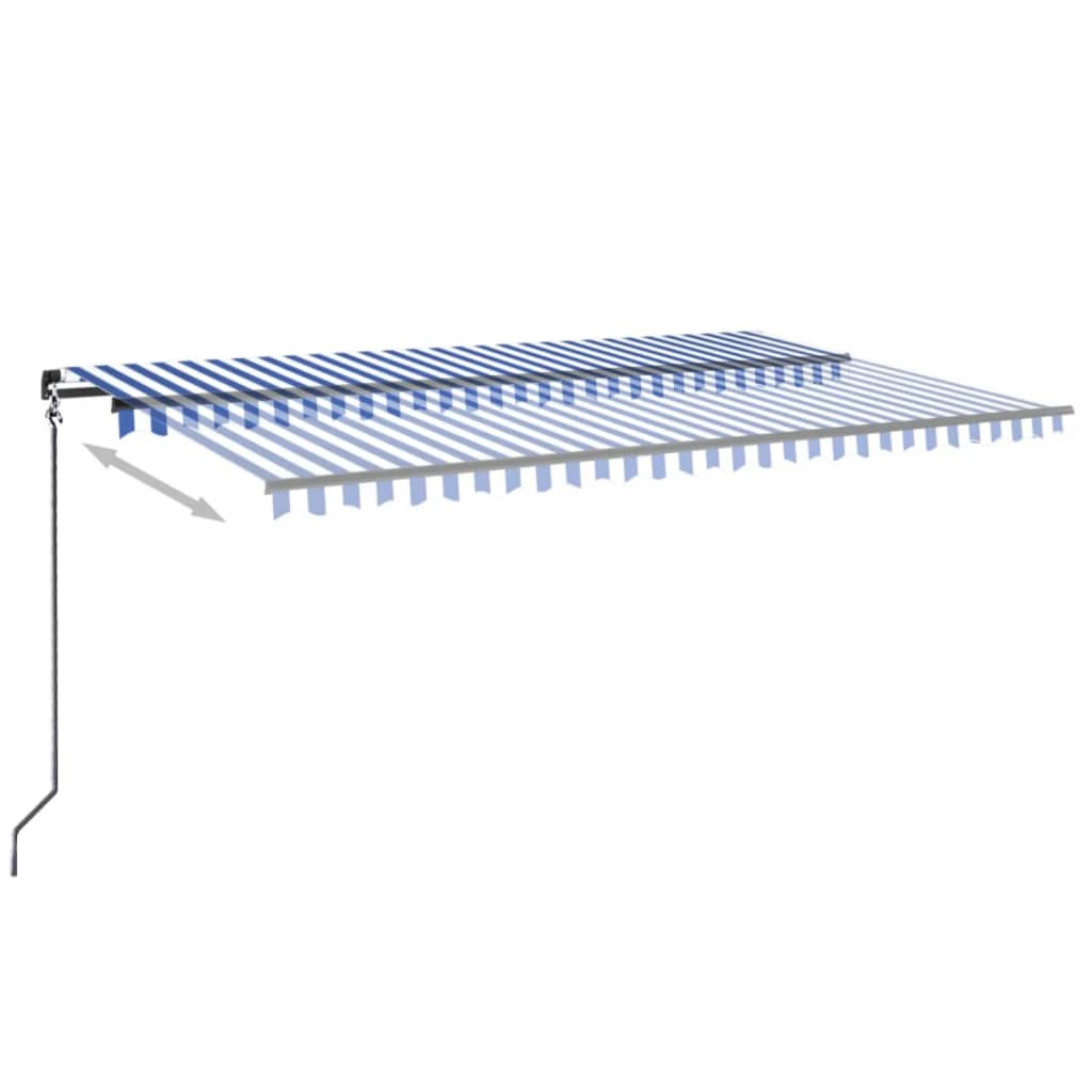 VidaXL Luifel handmatig uittrekbaar met LED 500x350 cm blauw en wit