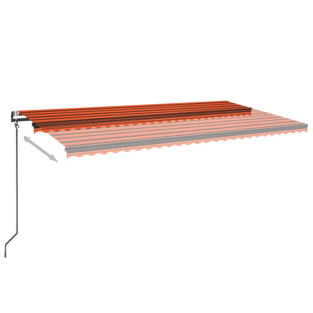 Vidaxl Luifel automático con sensor de viento LED 600x350 cm de color naranja