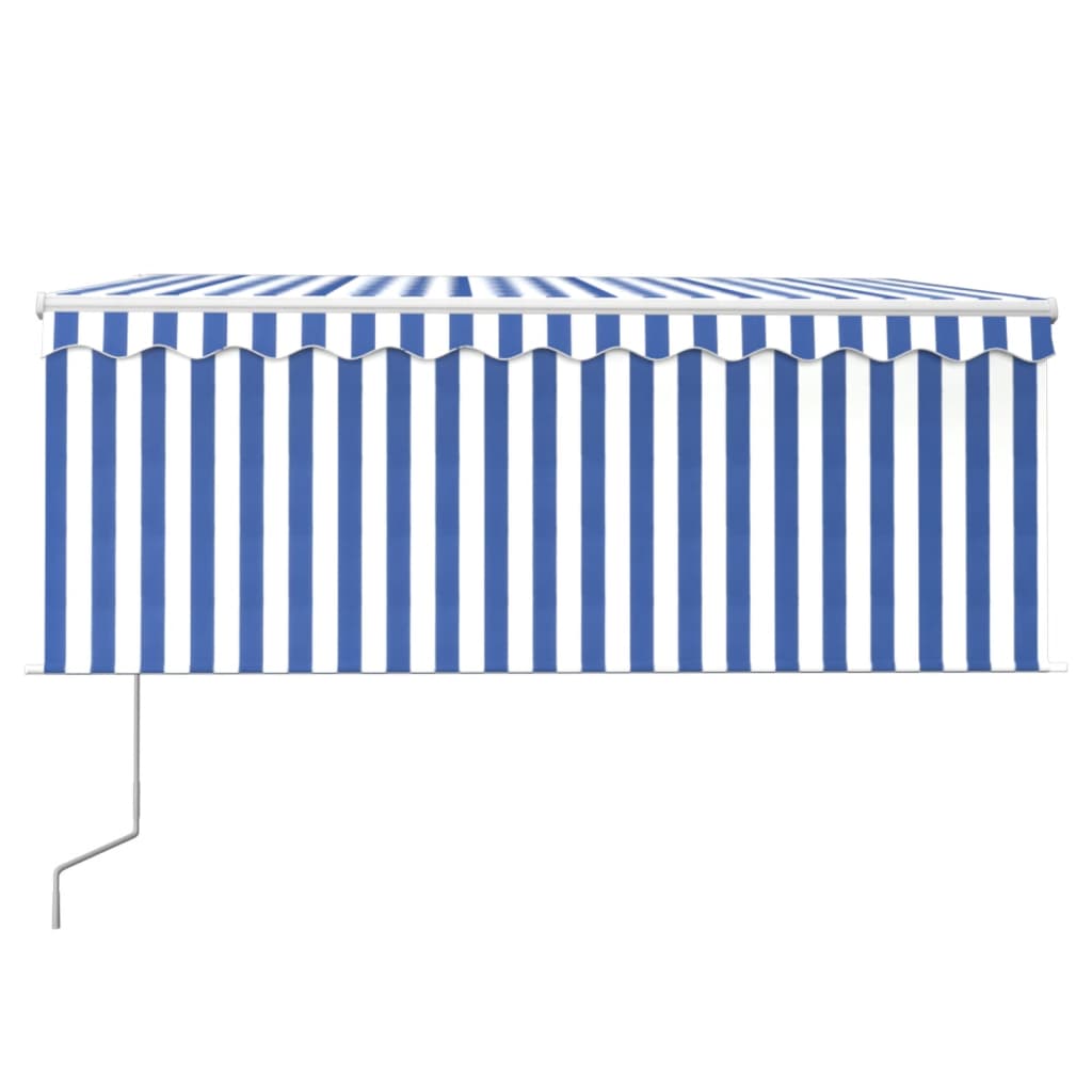 Toldo Vidaxx extensible automáticamente con estor enrollable 3x2,5 m azul blanco