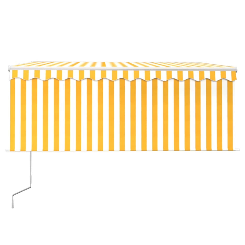 Vidaxl Luifel con rullo cieco, a LED e sensore del vento 3,5x2,5 m giallo e bianco
