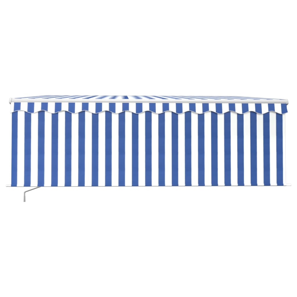 Vidaxl Luifel manualmente extensible con Roller Blind 4.5x3 M Blue White