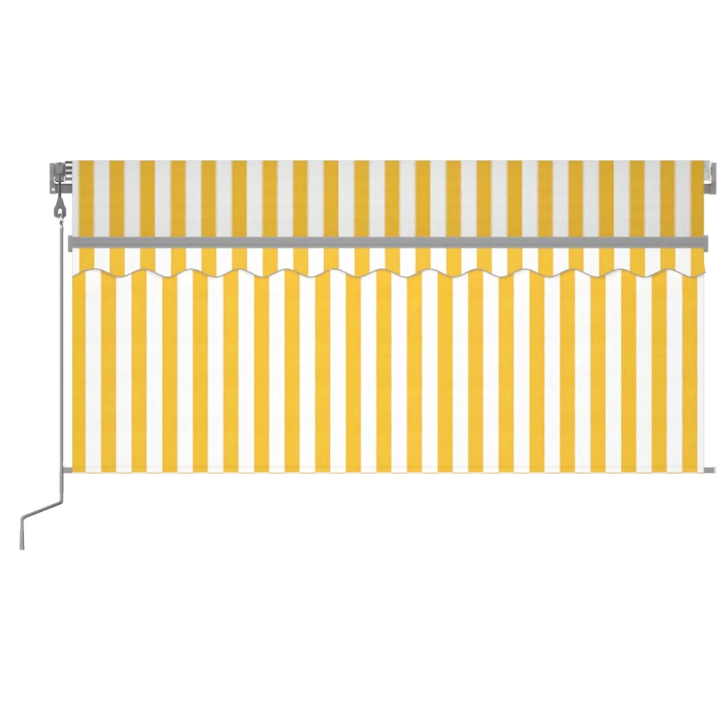 Vidaxl Luifel Sensor de viento de LED ciego de rodillo automático 3.5x2.5 m blanco amarillo