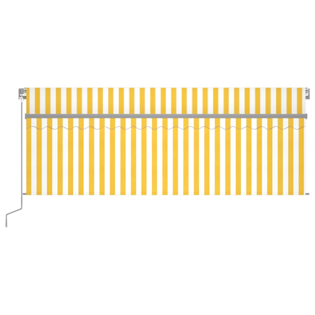 Vidaxl Luifel con ciego de rodillo, LED y sensor de viento 4.5x3 m amarillo y blanco