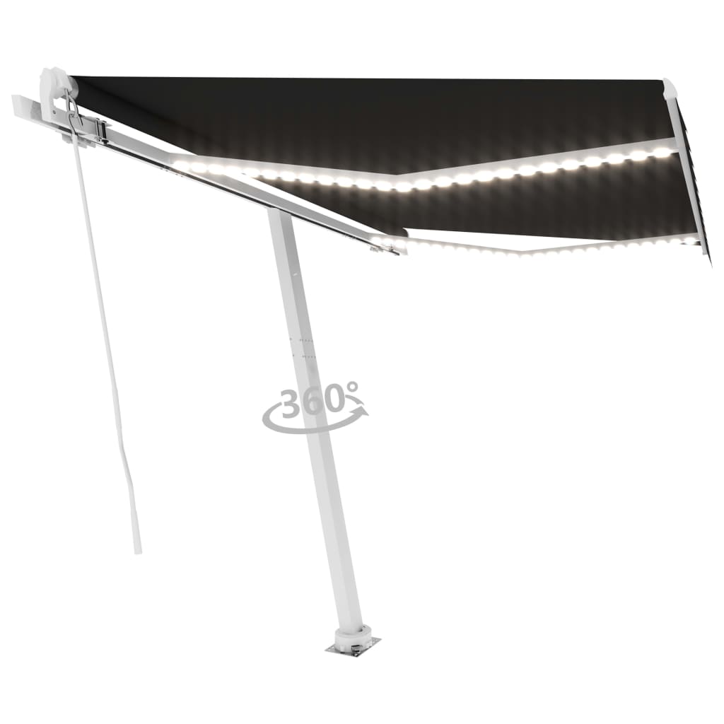 Vidaxl Luifel estendibile manualmente con colore antracite a LED 300x250 cm