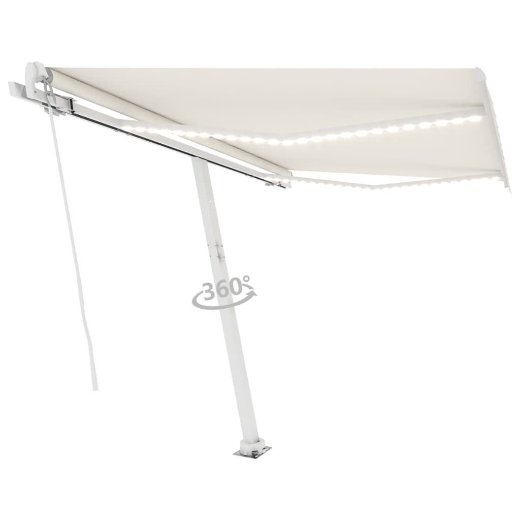 Vidaxl Luifel estendibile manualmente con crema LED 350x250 cm
