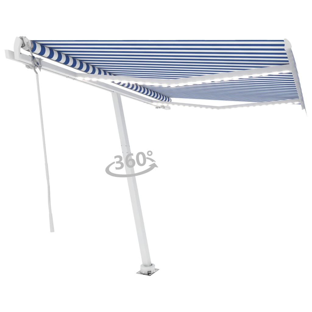 Vidaxl Laifel automatico con LED e sensore del vento 350x250 cm Bianco