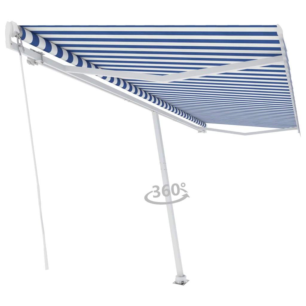 Vidaxl Luifel distaccato manualmente estende 500x300 cm blu e bianco