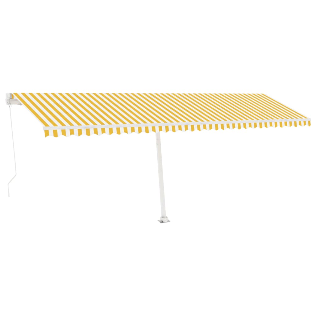 Vidaxl Luifel distaccato manualmente si estende 600x300 cm giallo e bianco