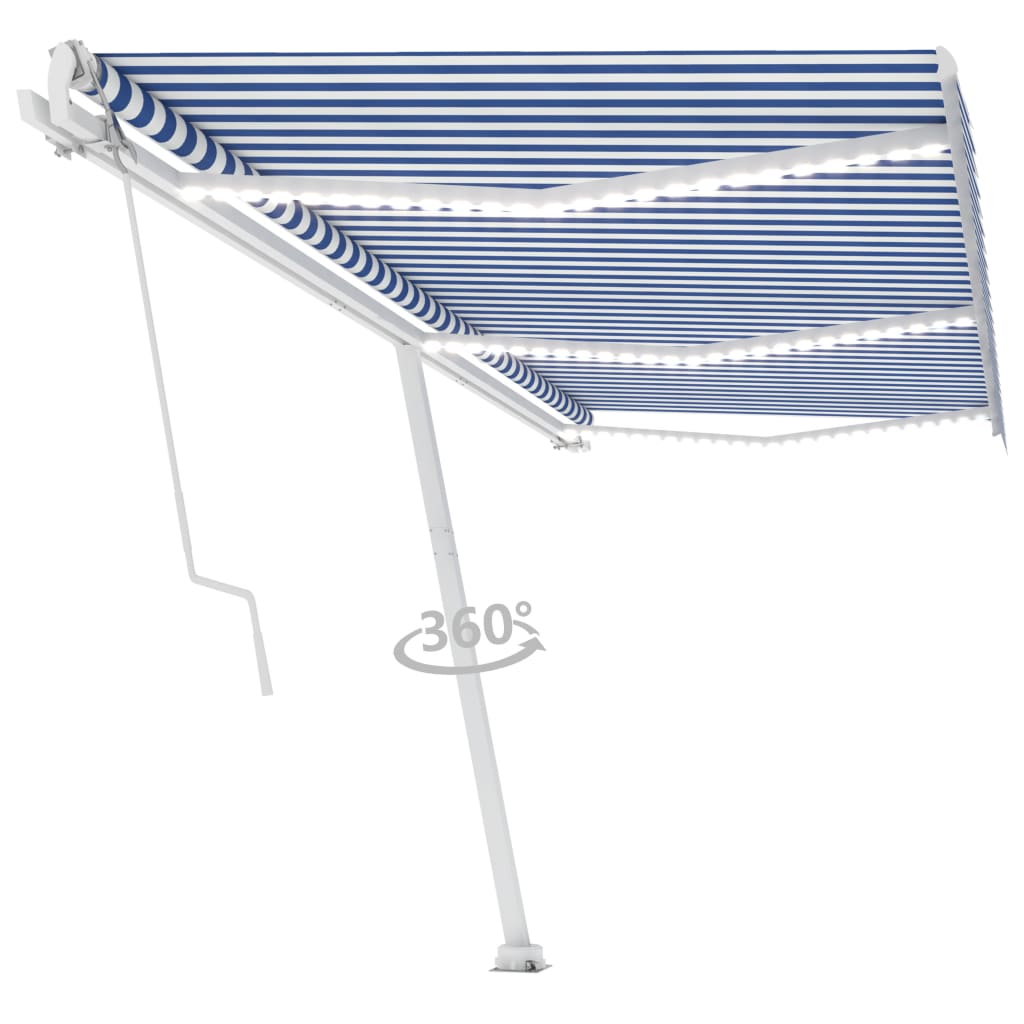 Vidaxl Luifel automático con sensor de LED y viento de 600x300 cm Blanco azul