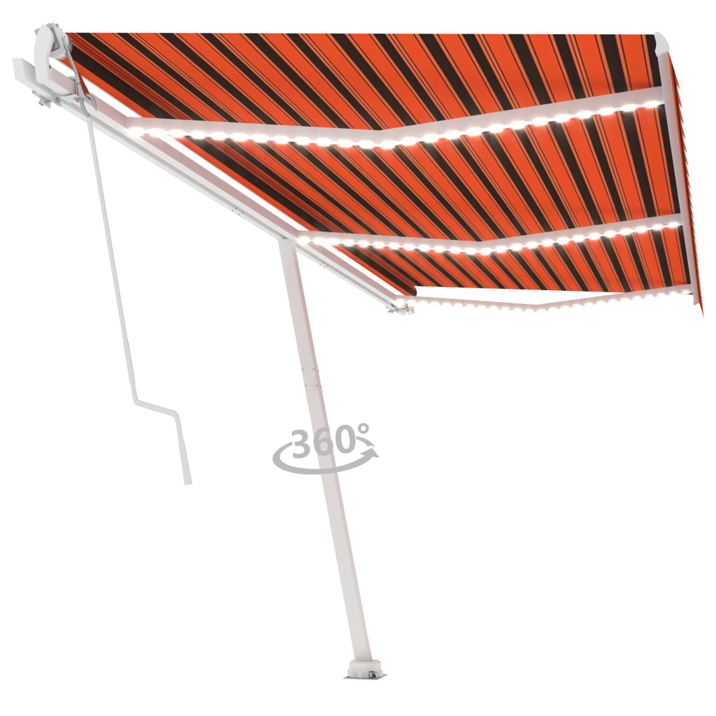 Vidaxl Luifel automático con sensor de viento LED 600x300 cm de color naranja